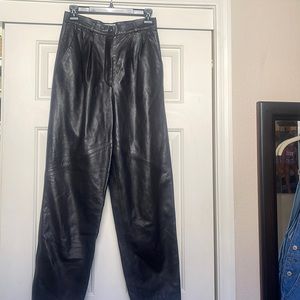Vintage Black Leather Slacks Pants Size 10